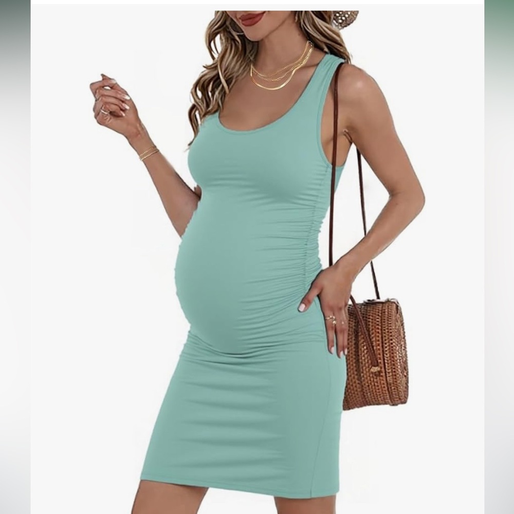 Sleeveless Mint Green Maternity Dress